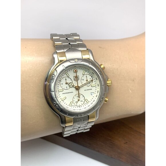 Tag Heuer Men's Watch CH1150-0 Swiss Quartz Chronograph 18k Yellow Gold Steel - Picture 12 of 16